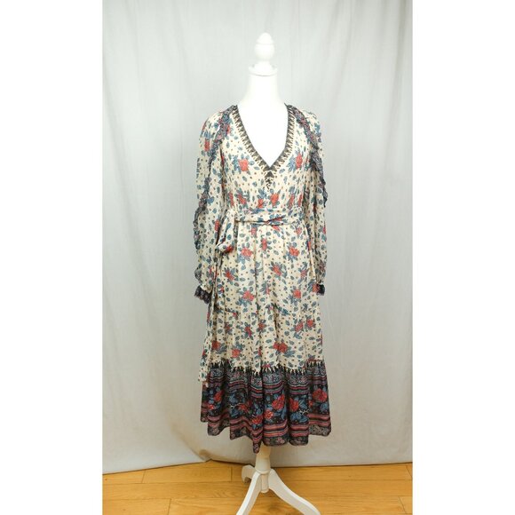 Ulla Johnson Romilly Silk Floral Midi Dress Boho Multi Color Size 0